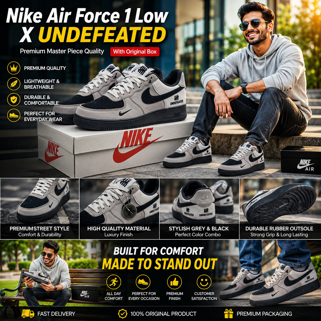 Nike Air Force 1 Low X UNDEFEATED Men’s Sneakers Size 41